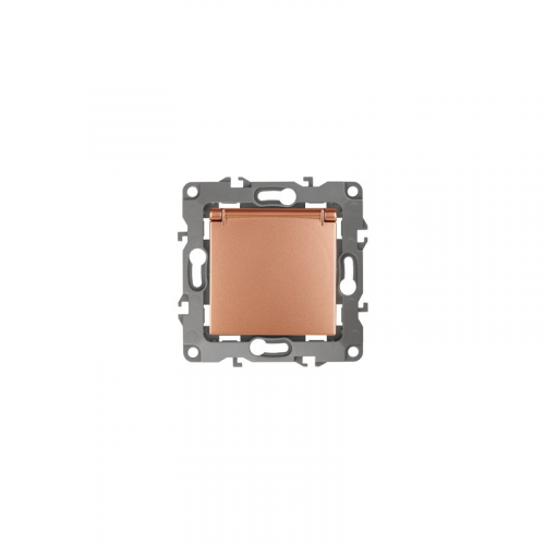 12-2103-14 12-2103-14 ЭРА Розетка 2P+E Schuko со шторками с крышкой, 16A-250В, IP20, Эра12, медь, цена за 1 шт