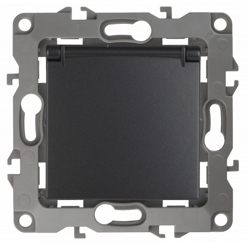 12-2103-05 12-2103-05 ЭРА Розетка 2P+E Schuko со шторками с крышкой, 16A-250В, IP20, Эра12, антрацит, цена за 1 шт