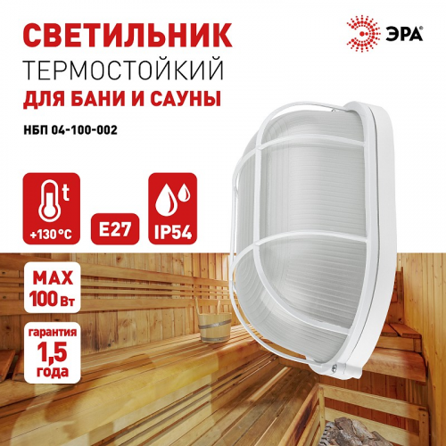 НБП 04-100-002 Светильник ЭРА НБП 04-100-002 Акватермо алюминий стекло решетка IP54 E27 max 100Вт 280х160, цена за 1 шт