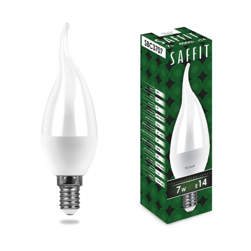 Лампа светодиодная, 7W 230V E14 4000K на ветру C37T, SBC3707, цена за 1 шт