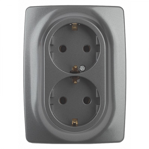 12-2106-12 12-2106-12 ЭРА Розетка 2X2P+E Schuko, 16A-250В, IP20, Эра12, графит, цена за 1 шт
