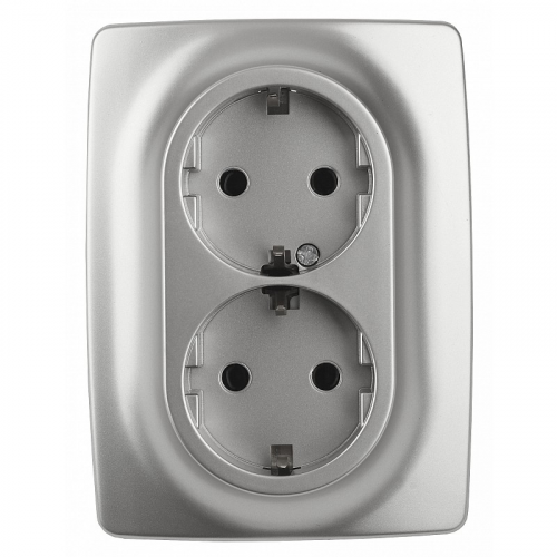12-2106-03 12-2106-03 ЭРА Розетка 2X2P+E Schuko, 16A-250В, IP20, Эра12, алюминий, цена за 1 шт