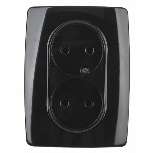 12-2107-06 12-2107-06 ЭРА Розетка 2X2P, 16A-250В, IP20, Эра12, чёрный, цена за 1 шт