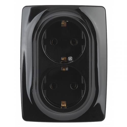 12-2108-06 12-2108-06 ЭРА Розетка 2X2P+E Schuko со шторками, 16A-250В, IP20, Эра12, чёрный, цена за 1 шт
