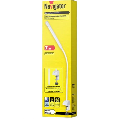 Настольная лампа Navigator 71 838 NDF-С007-7W-6K-WH-LED на струбцине, белый, цена за 1 шт