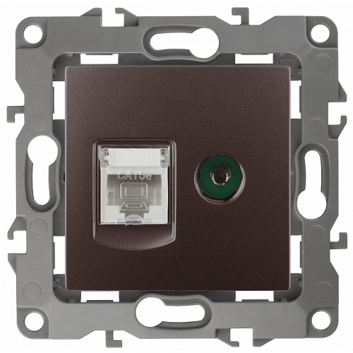 12-3110-13 12-3110-13 ЭРА Розетка комбинированная RJ45+TV, IP20, Эра12, бронза, цена за 1 шт