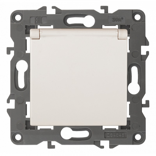 14-2103-02 14-2103-02 ЭРА Розетка 2P+E Schuko со шторками с крышкой, 16A-250В, IP20, Эра Elegance, сл.кость, цена за 1 шт
