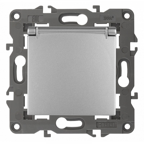 14-2103-03 14-2103-03 ЭРА Розетка 2P+E Schuko со шторками с крышкой, 16A-250В, IP20, Эра Elegance, алюминий, цена за 1 шт