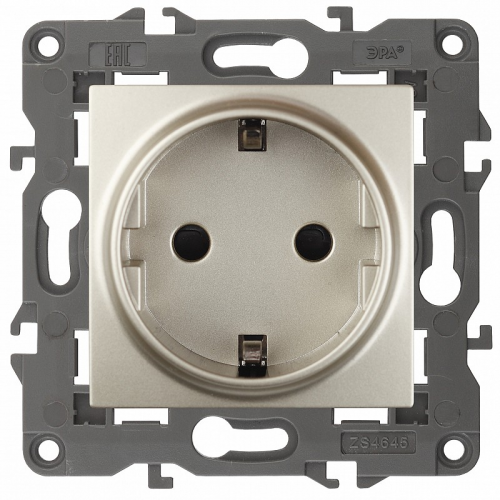 14-2102-04 14-2102-04 ЭРА Розетка 2P+E Schuko со шторками, 16A-250В, IP20, Эра Elegance, шампань, цена за 1 шт