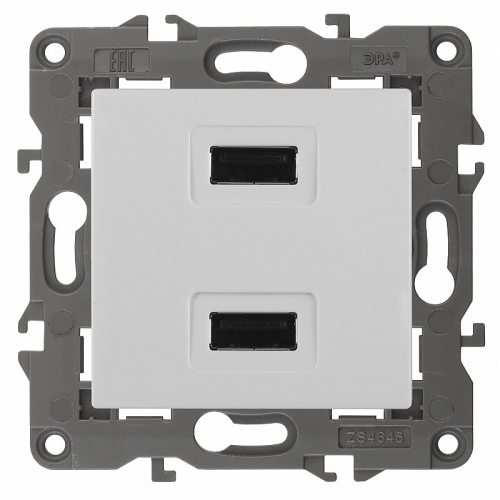 14-4110-01 14-4110-01 ЭРА Устройство зарядное USB, 230В/5В-2100мА, IP20, Эра Elegance, белый, цена за 1 шт