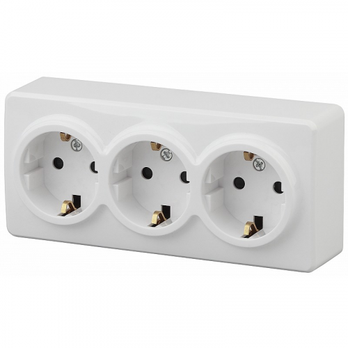 11-2208-01 11-2208-01 ЭРА Розетка 3х2P+E Schuko, 16A-250В, IP20, ОУ, Эра Эксперт, белый, цена за 1 шт