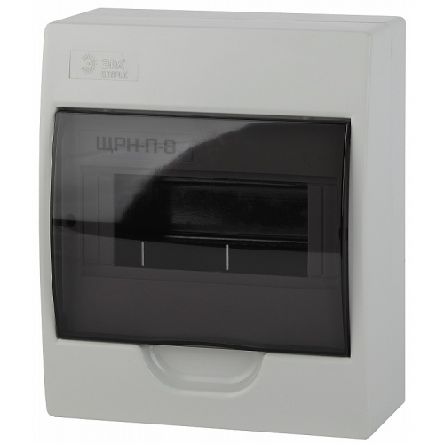 BOXS08 Корпус пластиковый навесной ЭРА SIMPLE ЩРН-П-08 IP41 прозрачная крышка белый, цена за 1 шт