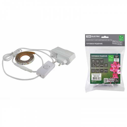 Комплект светодиодной ленты SMD2835-60 LED/м-12 В-4,8 Вт/м-IP65-6000 К (1 м), 6 Вт TDM, цена за 1 шт