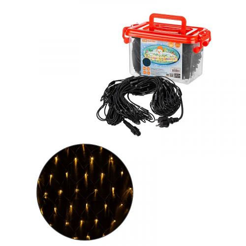 Гирлянда светодиодная Сеть 1,5х1,5 м, 120LED, 2700К, черный шнур, посл. подкл, IP65, 250 В, TDM, цена за 1 шт