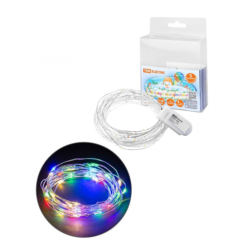 Гирлянда светодиодная Роса50 50LED, 5м, многоцвет., 2хCR2032 , TDM, цена за 1 шт