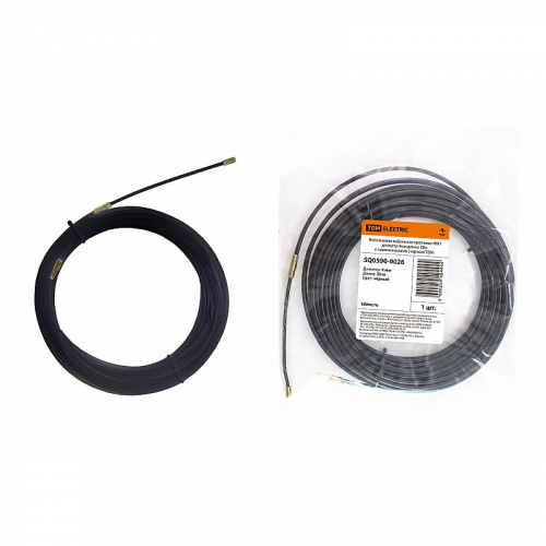 Нейлоновая кабельная протяжка НКП диаметр 4мм длина 30м с наконечниками (черная) TDM, цена за 1 шт