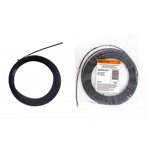 Нейлоновая кабельная протяжка НКП диаметр 4мм длина 25м с наконечниками (черная) TDM, цена за 1 шт
