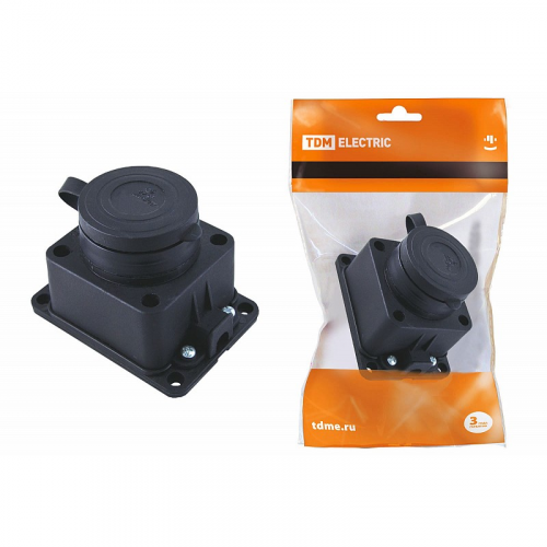 Розетка настенная с заглушкой каучук 2Р+РЕ 16А 250В IP44 TDM, цена за 1 шт
