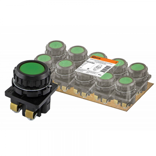 Выключатель кнопочный КЕ 011-У2-исп.2 зеленый 1з+1р 10A 660B IP40 TDM, цена за 1 шт