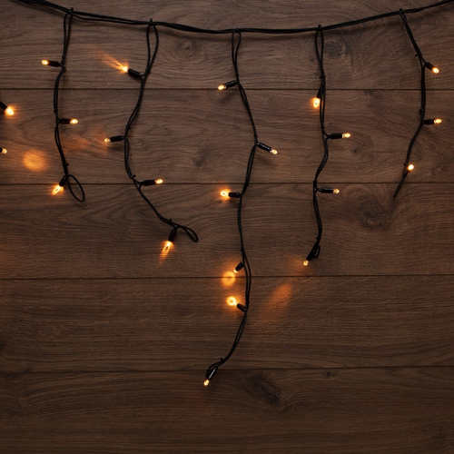 Гирлянда светодиодная Бахрома (Айсикл) 5х0,7м 152 LED ТЕПЛЫЙ БЕЛЫЙ черный каучук 2,3мм IP67 постоянное свечение 230В нужен блок 315-000 NEON-NIGHT, цена за 1 шт