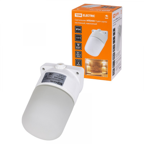 Светильник НПБ400-1 для сауны настенный, наклонный, IP54, 60 Вт, белый, TDM, цена за 1 шт