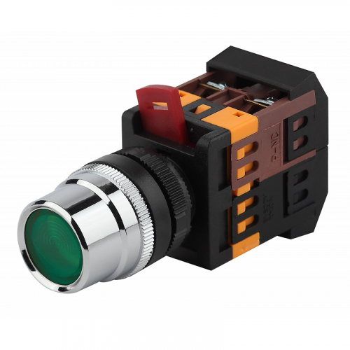 BBT10-ABLF-K06E Кнопка ЭРА BBT10-ABLF-K06E ABLF-22 зеленый d22мм неон 240В 1з+1р, цена за 1 шт