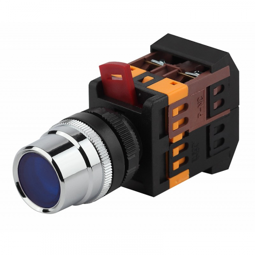 BBT10-ABLF-K07E Кнопка ЭРА BBT10-ABLF-K07E ABLF-22 синий d22мм неон 240В 1з+1р, цена за 1 шт