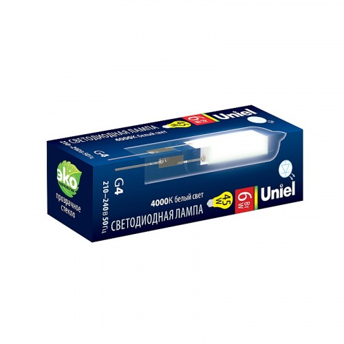 Лампы светодиодные Uniel LED-JC-220/6W/4000K/G4/CL GLZ08TR картон, цена за 1 шт