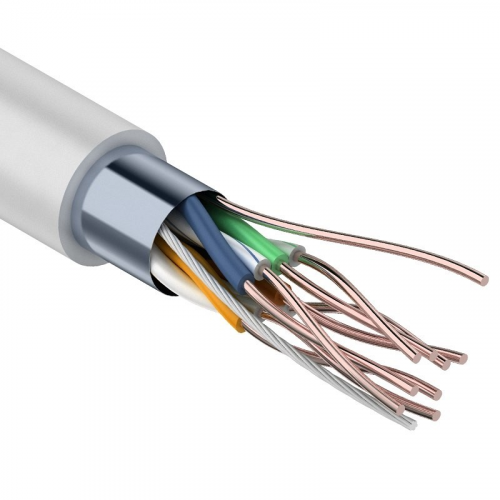 Кабель витая пара омедненный F/UTP, CCA, CAT 5e, PVC, 4PR, 24AWG, INDOOR, SOLID, серый, 305м PROconnect, цена за 1 бухта