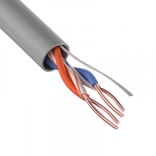 Кабель витая пара U/UTP, CAT 5e, PVC, 2PR, 24AWG, INDOOR, SOLID, серый, 305м REXANT, цена за 1 бухта