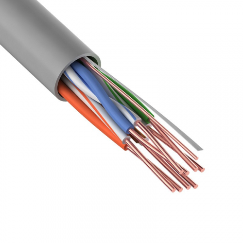 Кабель витая пара U/UTP, CAT 5e, PVC, 4PR, 24AWG, INDOOR, SOLID, серый, 305м REXANT, цена за 1 бухта