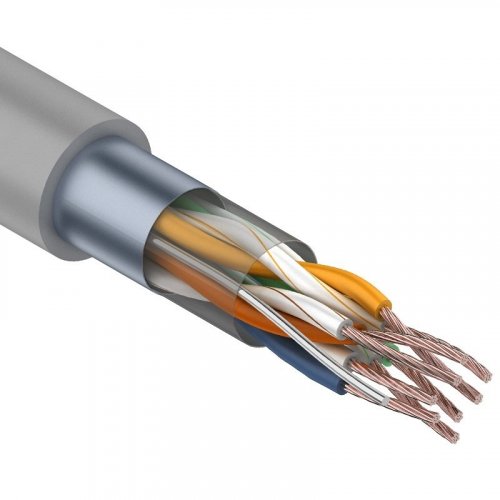 Кабель витая пара F/UTP, CAT 5e, PVC, 4PR, 24AWG, INDOOR, STRANDED, серый, 305м, REXANT, цена за 1 бухта