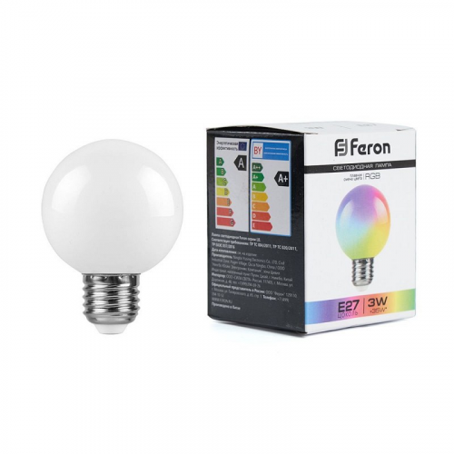 Лампа светодиодная, (3W) 230V E27 RGB G60, LB-371 матовый плавная сменая цвета, цена за 1 шт