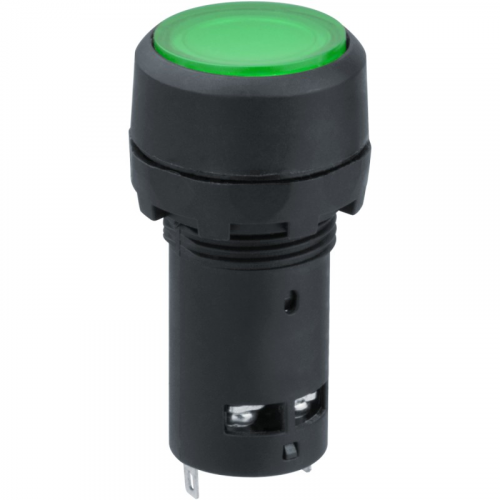 Кнопка Navigator 82 821 NBI-B-09-G зеленая с подсветкой d22мм 230В NO+NC, цена за 1 шт