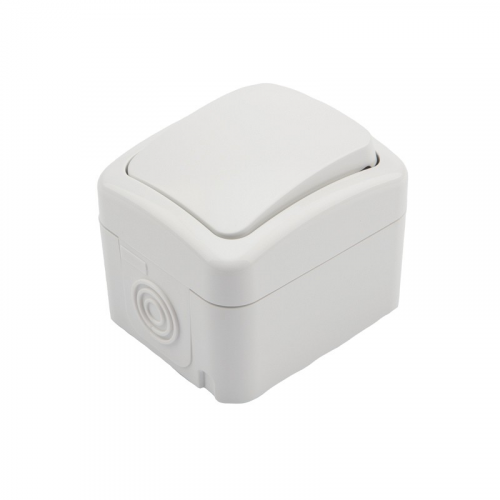 Выключатель одноклавишный Mini OG IP54, о/у, белый KRANZ, цена за 1 шт