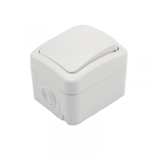 Переключатель проходной Mini OG IP54, о/у, белый KRANZ, цена за 1 шт