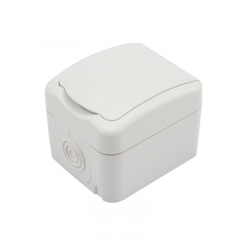Розетка одноместная Mini OG IP54, с заземлением, о/у, белая KRANZ, цена за 1 шт
