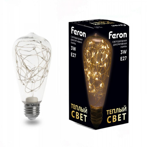 Лампа светодиодная, (3W) 230V E27 2700K ST64, LB-380, цена за 1 шт