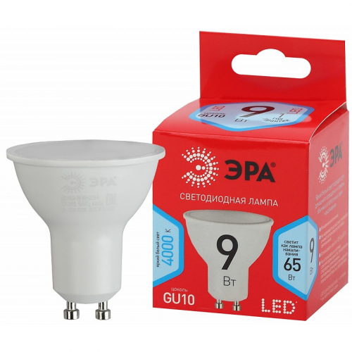 LED MR16-9W-840-GU10 R Лампочка светодиодная ЭРА RED LINE LED MR16-9W-840-GU10 R GU10 9 Вт софит нейтральный белый свет, цена за 1 шт