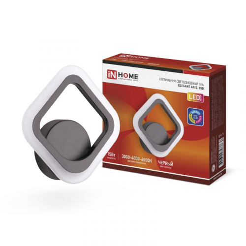 Светильник светодиодный ELEGANT ARIS-B 15Вт 230В 3000-6500K 1200Лм STEP COLOR черный IN HOME, цена за 1 шт