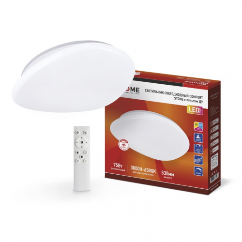 Светильник светодиодный COMFORT STONE 75Вт 230В 3000-6500K 6000Лм 530x105мм с пультом ДУ IN HOME, цена за 1 шт