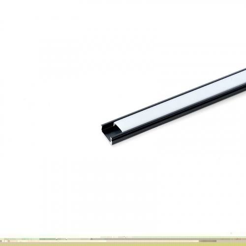 Профиль алюминиевый "накладной", черный, CAB262 с матовым экраном, 2 заглушками, 4 крепежами в комплекте FERON, цена за 1 шт
