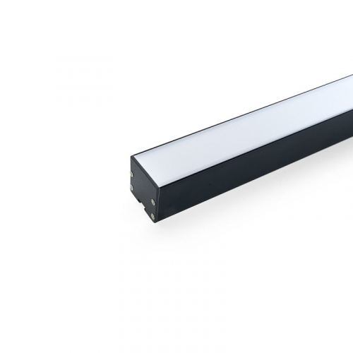 Профиль алюминиевый "Линии света" накладной, черный, CAB256 с матовым экраном, 2 заглушками, 4 крепежами в комплекте FERON, цена за 1 шт