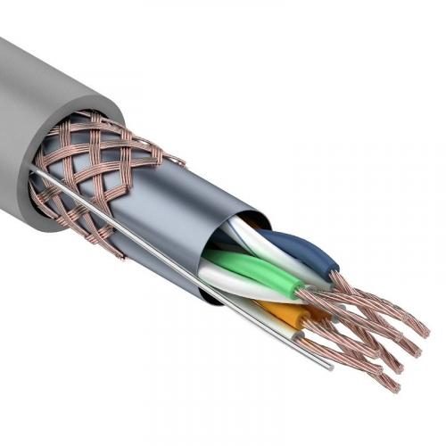Кабель витая пара SF/UTP, CAT 5e, PVC, 4PR, 24AWG, INDOOR, STRANDED, серый, 305м, REXANT, цена за 1 бухта