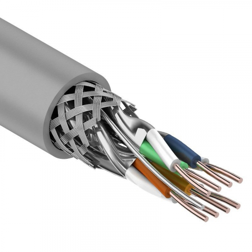 Кабель витая пара S/FTP, CAT 7, PVC, 4PR, 23AWG, INDOOR, SOLID, серый, 305 м, REXANT, цена за 1 бухта