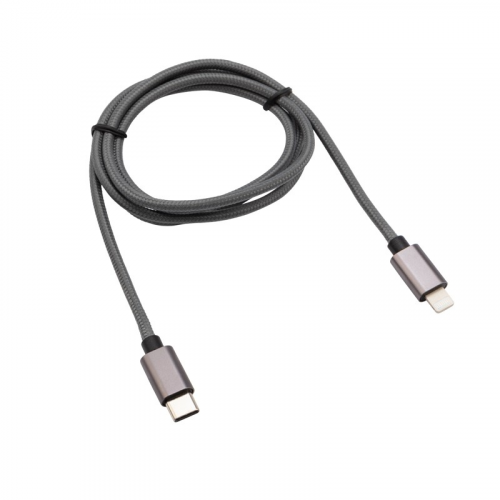 Кабель Type-C – Lightning для Apple, 2,4A 1 м, в нейлоновой графитовой оплетке, Power Delivery REXANT, цена за 1 шт