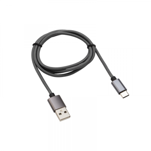 Кабель USB-A – Type-C, 3A, 1м, в темно-серой нейлоновой оплетке REXANT, цена за 1 шт