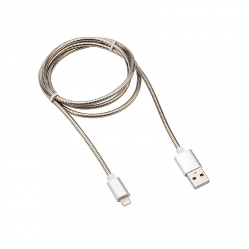 Кабель USB-A – Lightning для Apple, 2A, 1м, в матовой стальной оплетке REXANT, цена за 1 шт