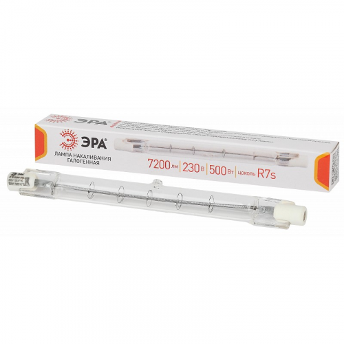 J118-500W-R7s-230V Лампочка галогенная ЭРА J118-500W-R7s-230V R7s 500Вт трубка теплый белый свет, цена за 1 шт