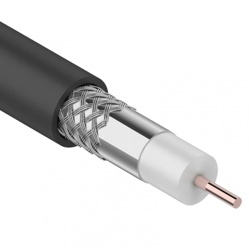 Кабель коаксиальный RG-6U, 75Ом, CCS/Al/Al, 64%, 305м, OUTDOOR, черный REXANT, цена за 1 бухта